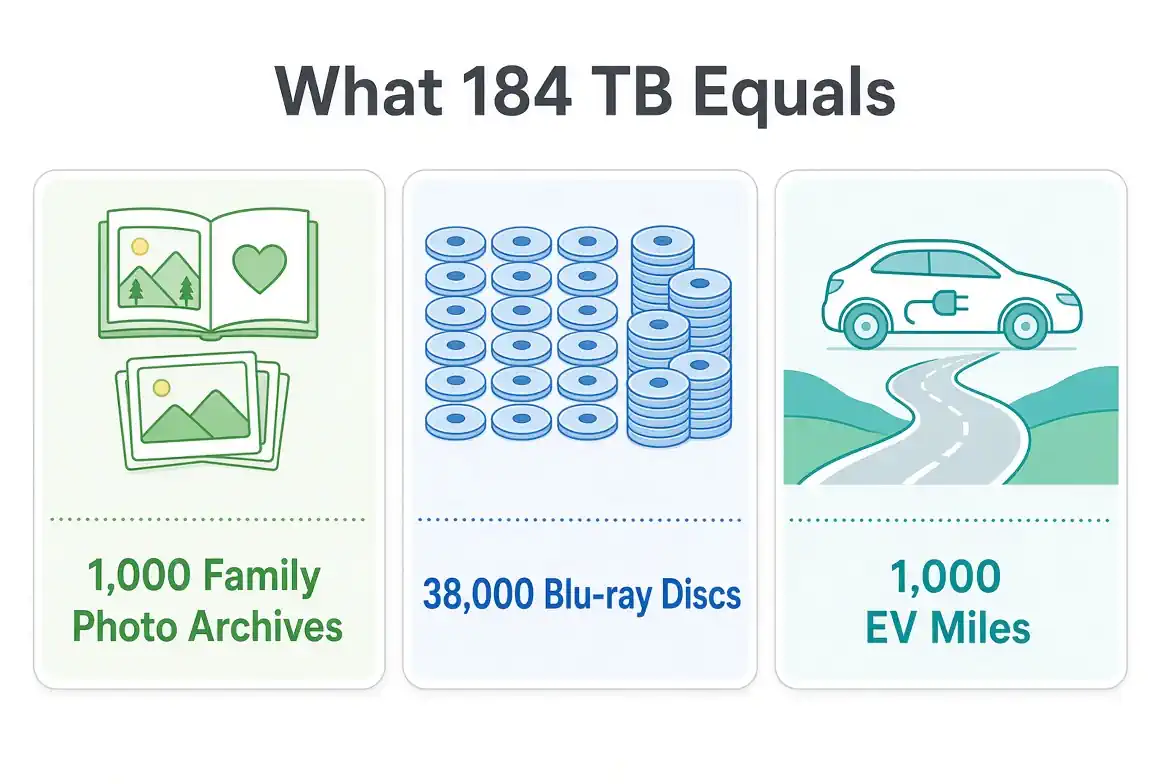 Visual comparison of what 184 TB of concert video storage equals